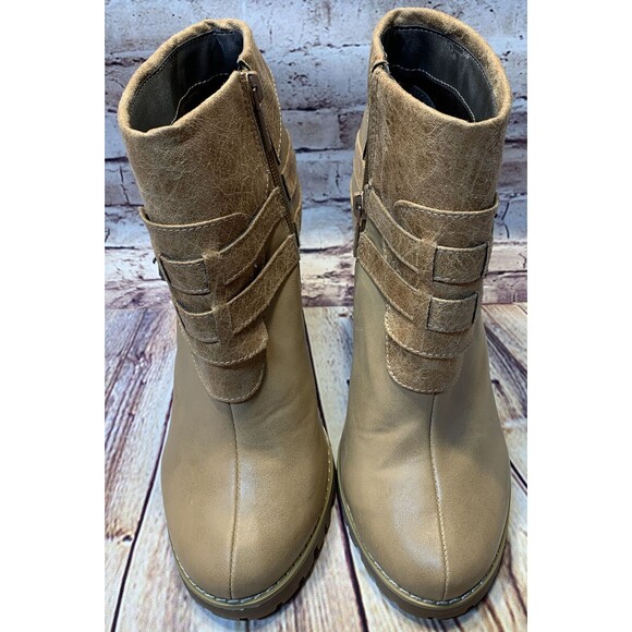 MICHAEL ANTONIO Women’s Chunky Heel Double Buckle Beige Ankle boots Size 10 US - Picture 5 of 11